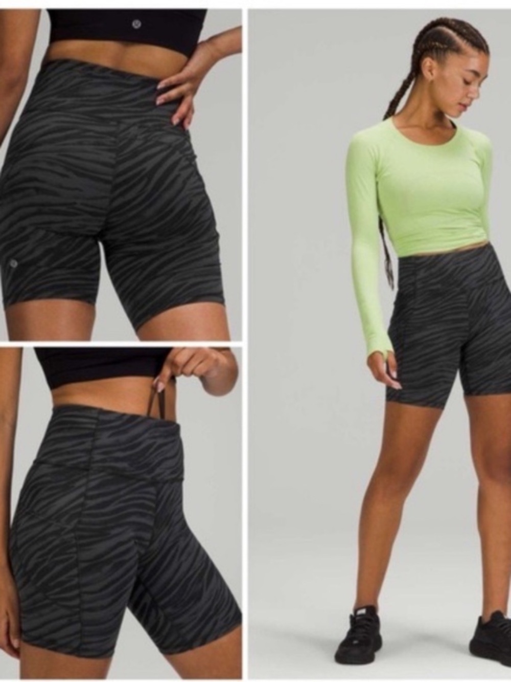Athleta Ultimate Stash 7 Inch Short  in Textured Black  size M, New With Tags